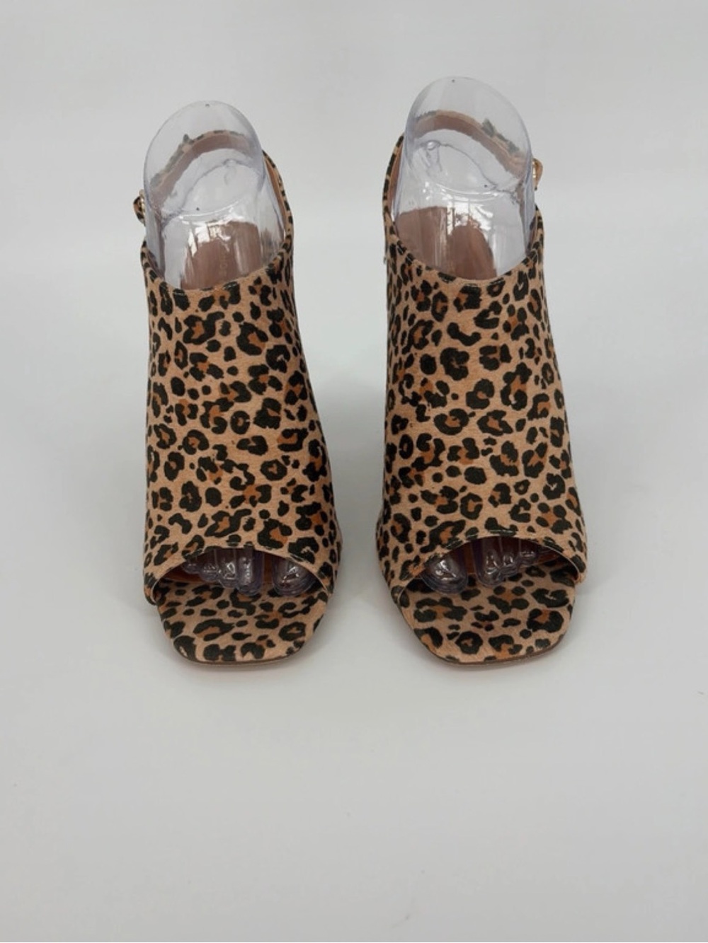 Shoe Republic LA Leopard Print Peep-Toe Mules